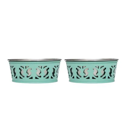 Country Living Set of 2 Stainless Steel Dog Bowls – Farmhouse Style, Ideal for Small to Medium Dogs American Pet Supplies