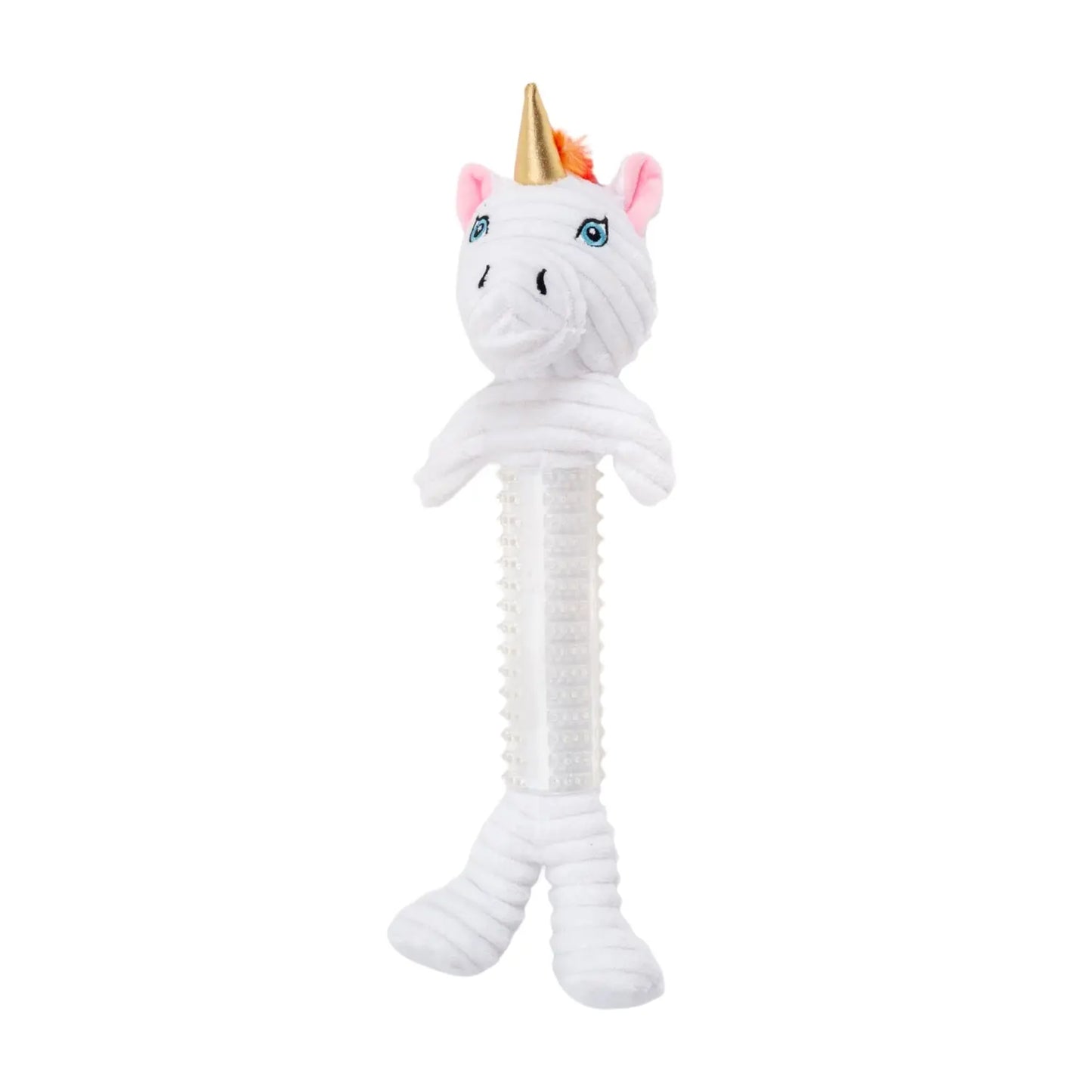Country Living Thermoplastic Rubber Skinny Unicorn Corduroy Plush Dog Toy – with Squeaker & Crinkle Paper American Pet Supplies