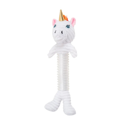Country Living Thermoplastic Rubber Skinny Unicorn Corduroy Plush Dog Toy – with Squeaker & Crinkle Paper American Pet Supplies