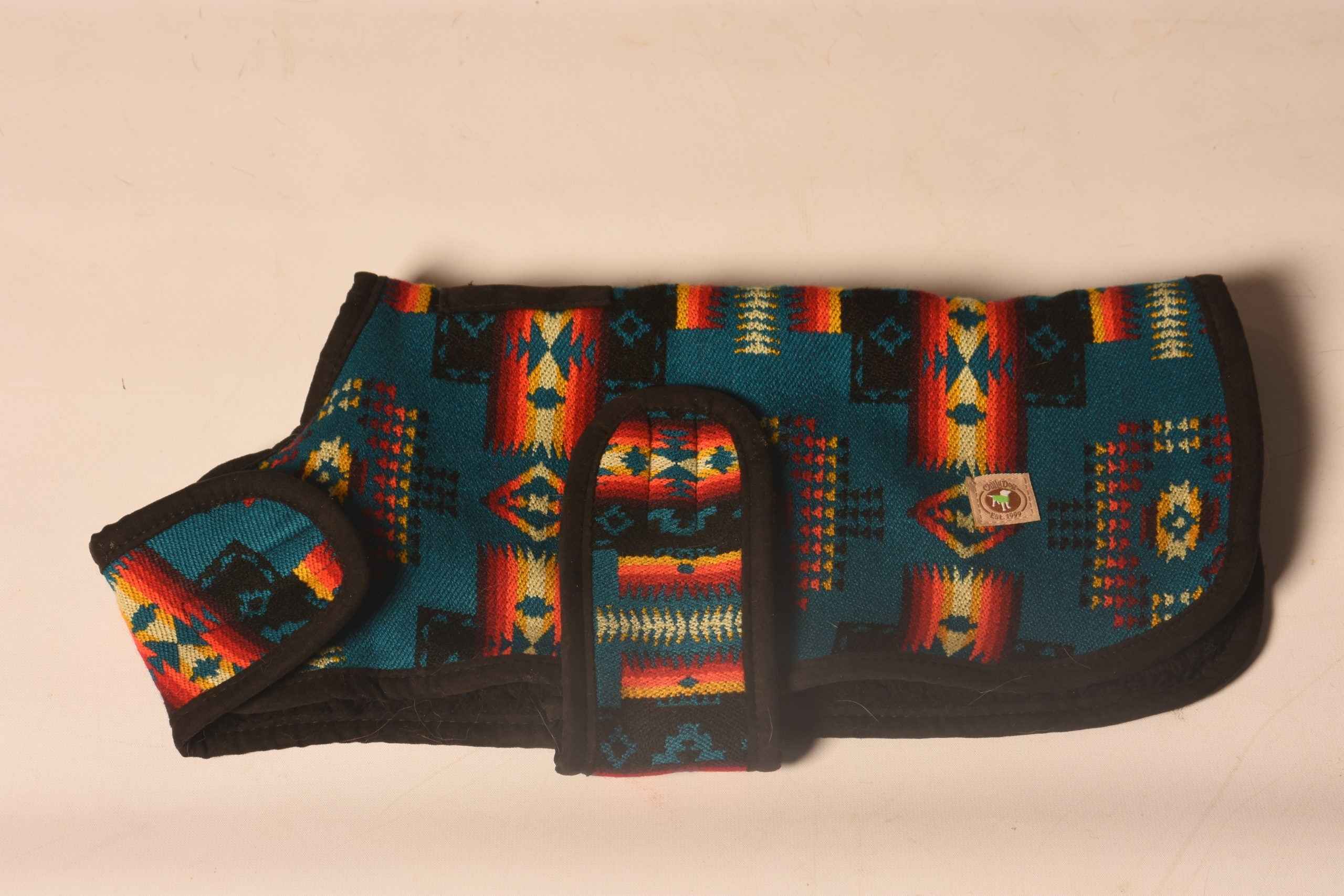 Turquoise Southwest Blanket Dog Coat