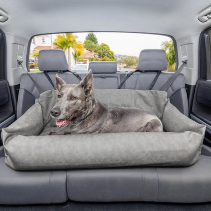 PupProtector™ Faux Leather Memory Foam Dog Car Bed - Slate Gray Paw.com