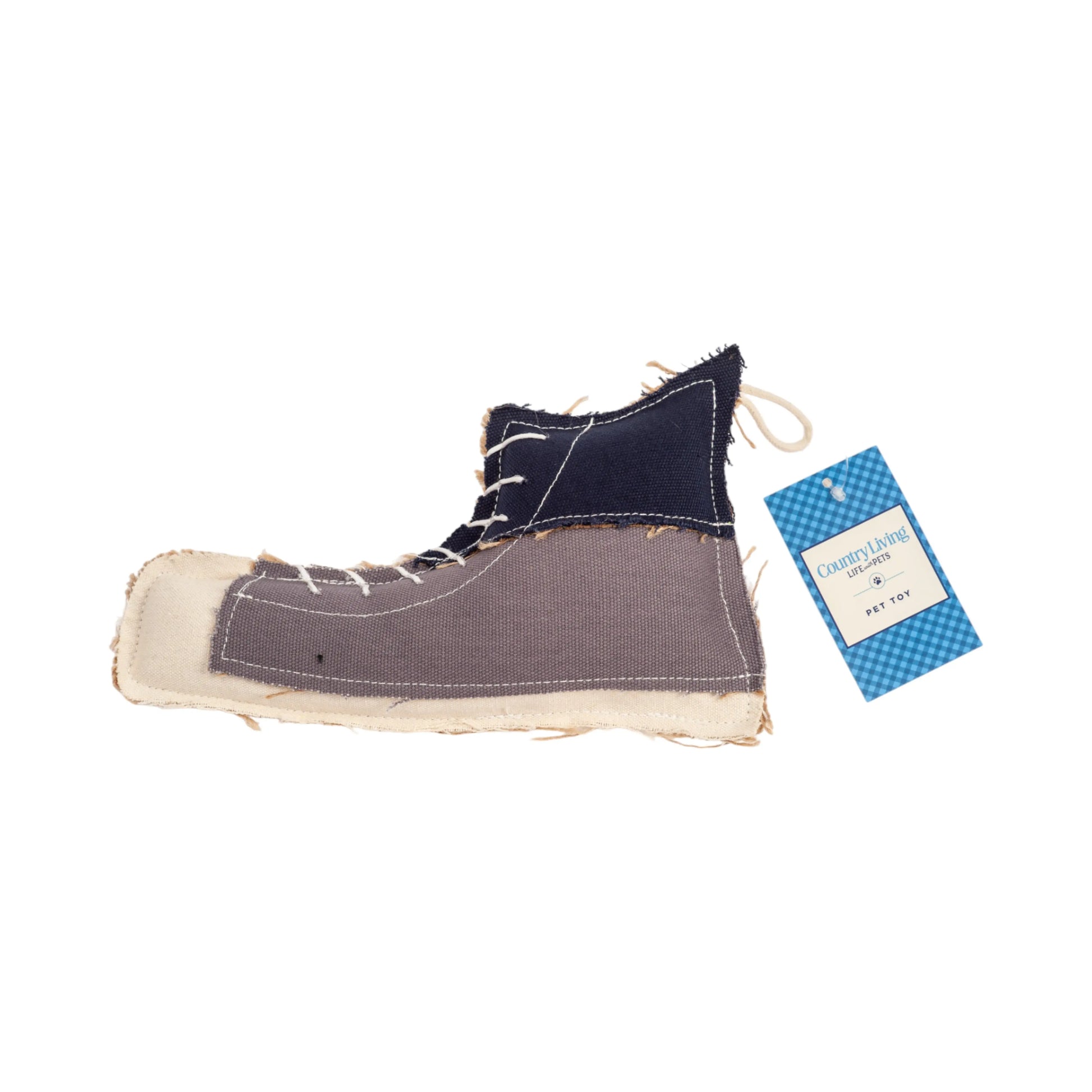 Country Living Canvas & Jute Shoe-Shaped Dog Chew Toy – Durable, Safe and Non-Toxic American Pet Supplies