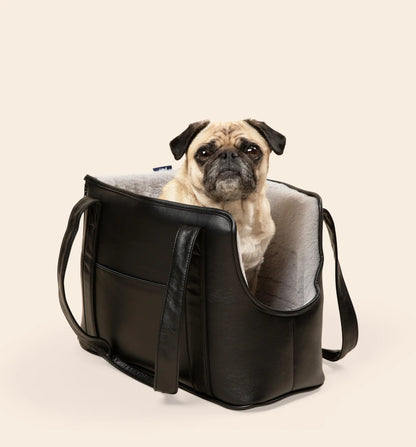 PupTote™ 3-in-1 Faux Leather Dog Carrier Bag - Black Paw.com