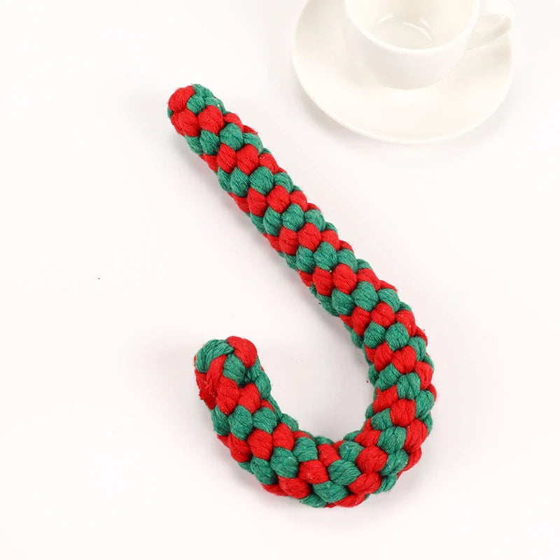 Cotton Rope Walking Stick Christmas Series Pet Toys Dog Teeth Sharpening & Cleaning Toys