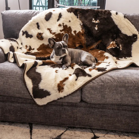 PupProtector™ Waterproof Throw Blanket - Brown Faux Cowhide Paw.com