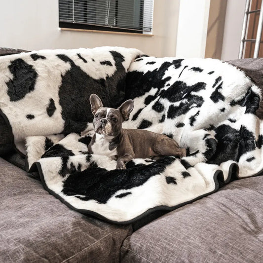 PupProtector™ Waterproof Throw Blanket - Black Faux Cowhide Paw.com