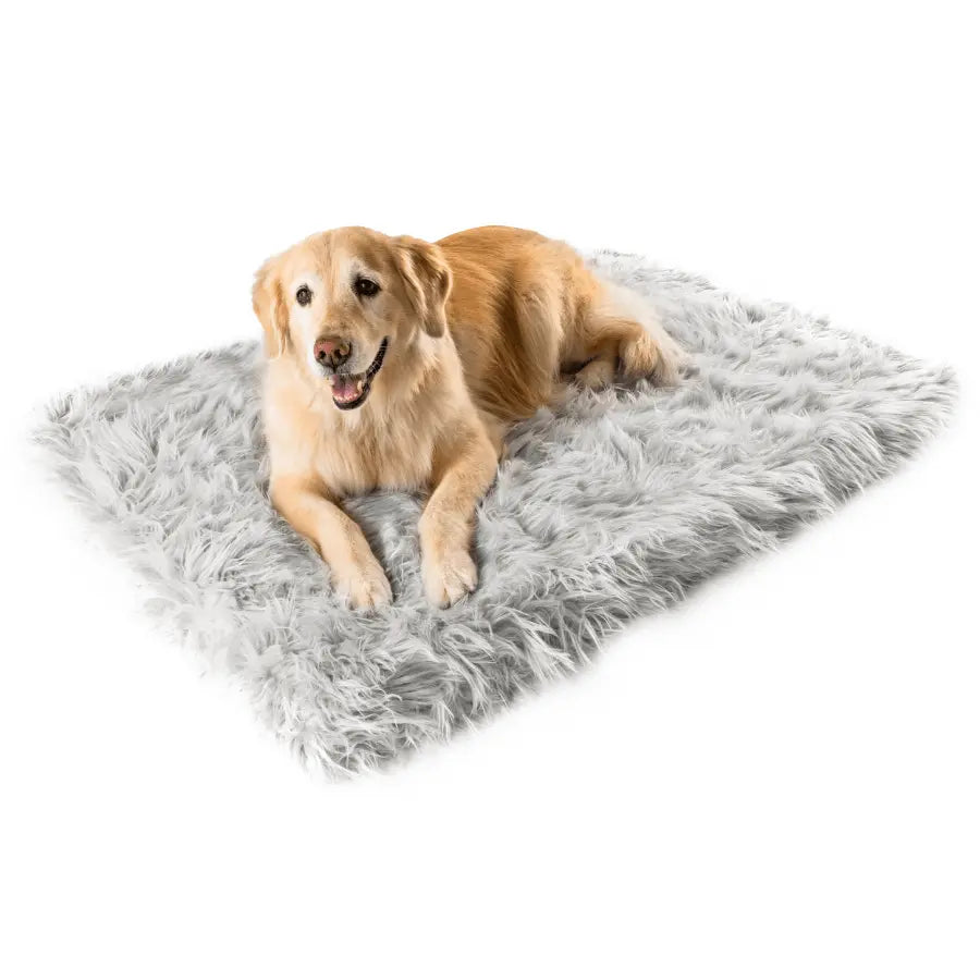 PupRug by Paw.com™ Faux Fur Orthopedic Dog Bed - Rectangle Grey Paw.com