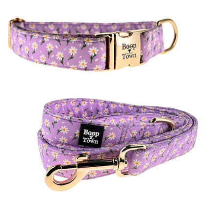 Purple Daisy Collar + Leash Set Boop Town