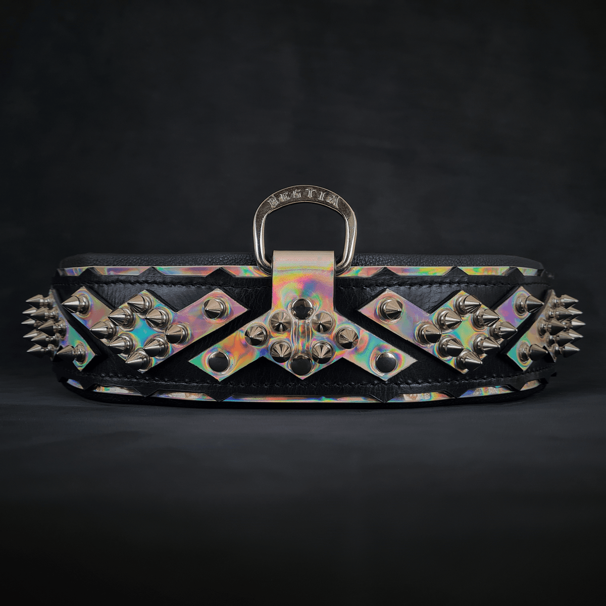Bestia Midas Leather Dog Collar – Silver