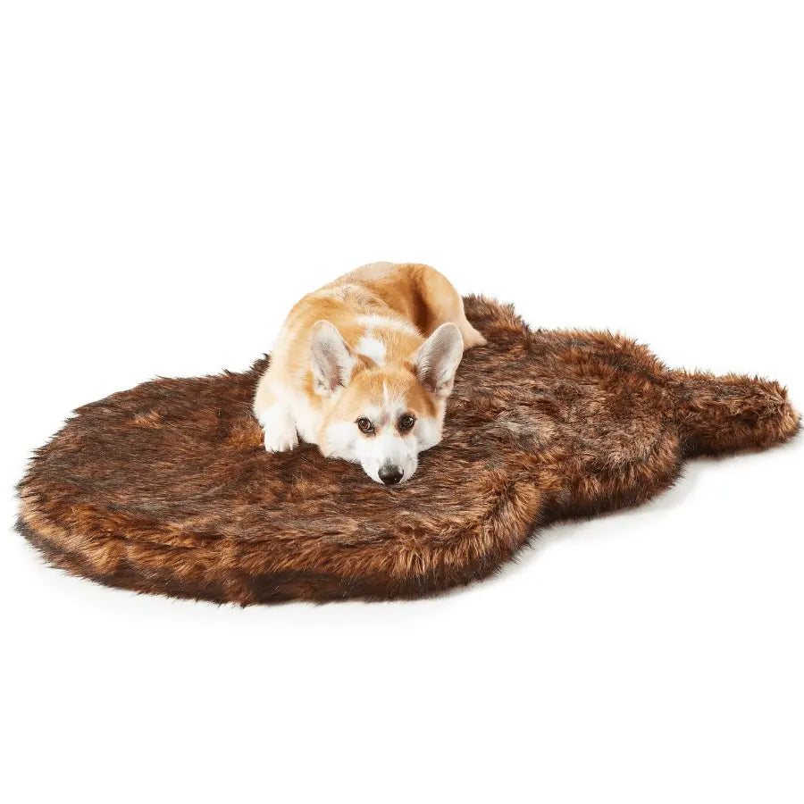 PupRug by Paw.com™ Faux Fur Orthopedic Dog Bed - Curve Brown Paw.com