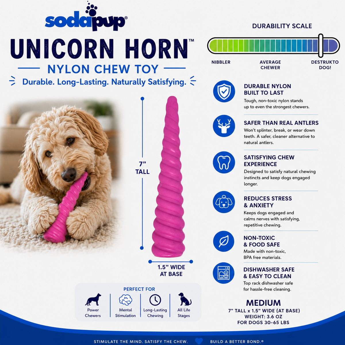 Princess Pack 2-Pack Dog Toy | Pink Glitter Ball + Unicorn Horn Chew Toy | USA Made