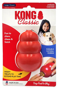 KONG Classic LARGE Durable Fetch & Chew Dog Toy Treat Stuffable 4X2.75"