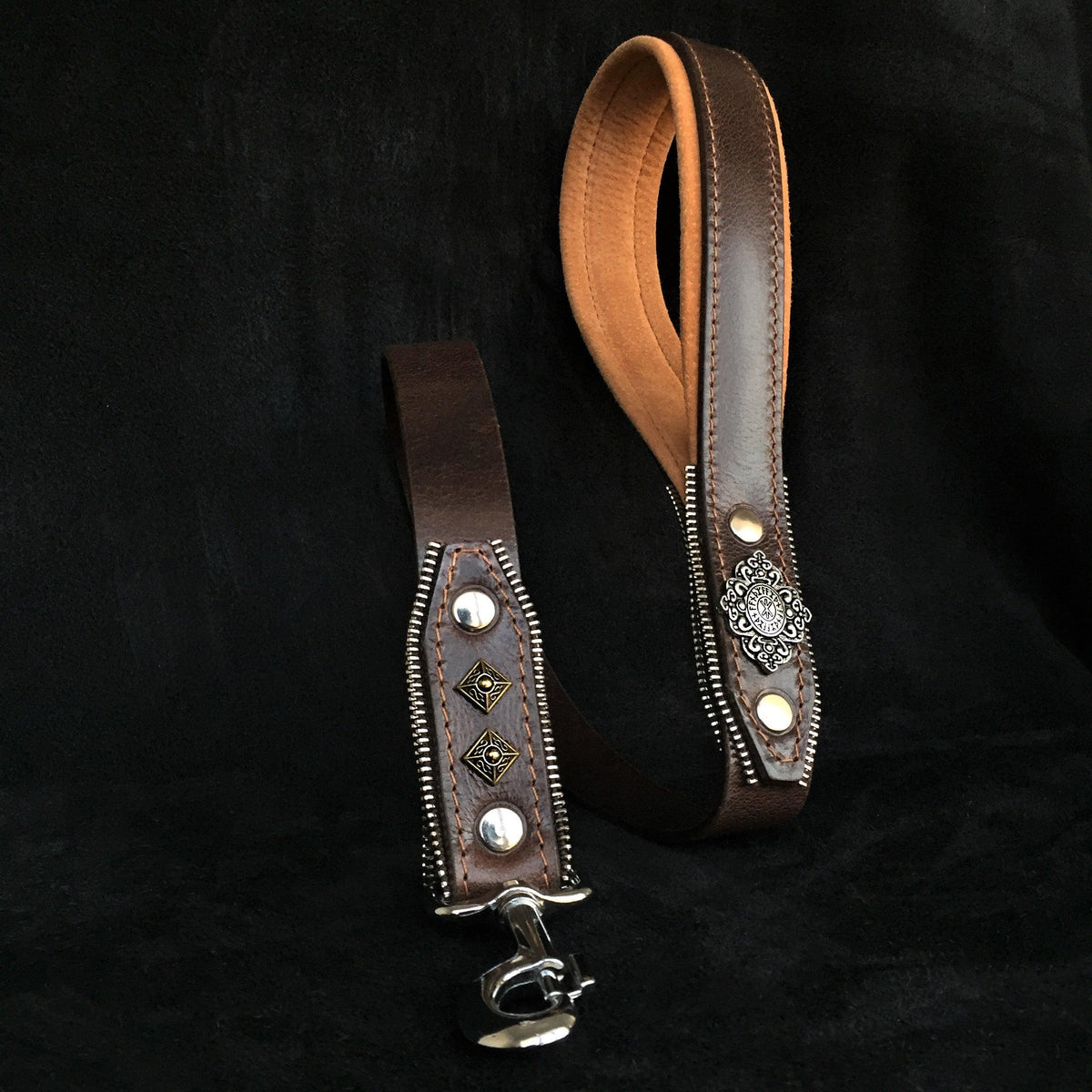 Bestia Aztec Leather Dog Harness – Brown, Large Breeds