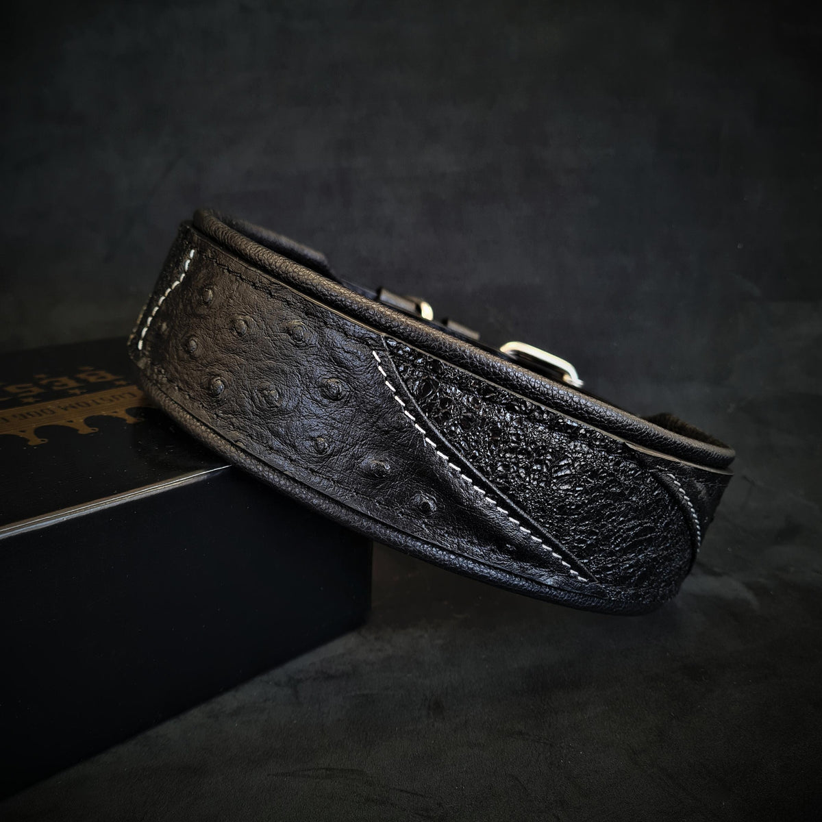 Bestia Korona Leather Dog Collar – Black