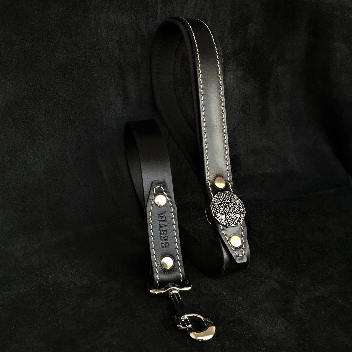 Bestia Maximus Silver Leather Dog Leash