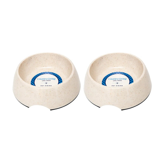 Country Living Set of 2 Natural Fiber Dog Bowls – White Swan American Pet Supplies