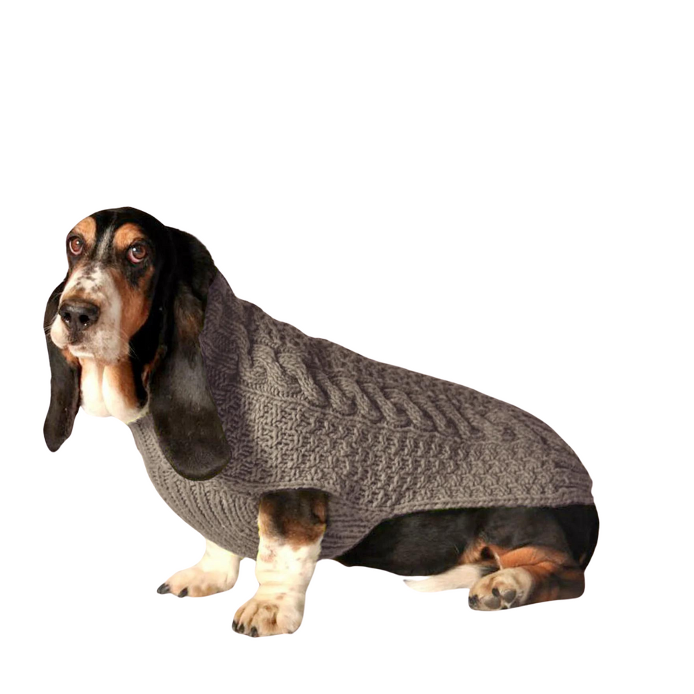 Gray Cable Knit Dog Sweater