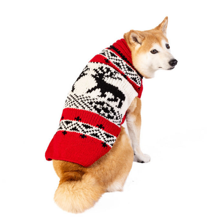 Red Reindeer Shawl Dog Sweater