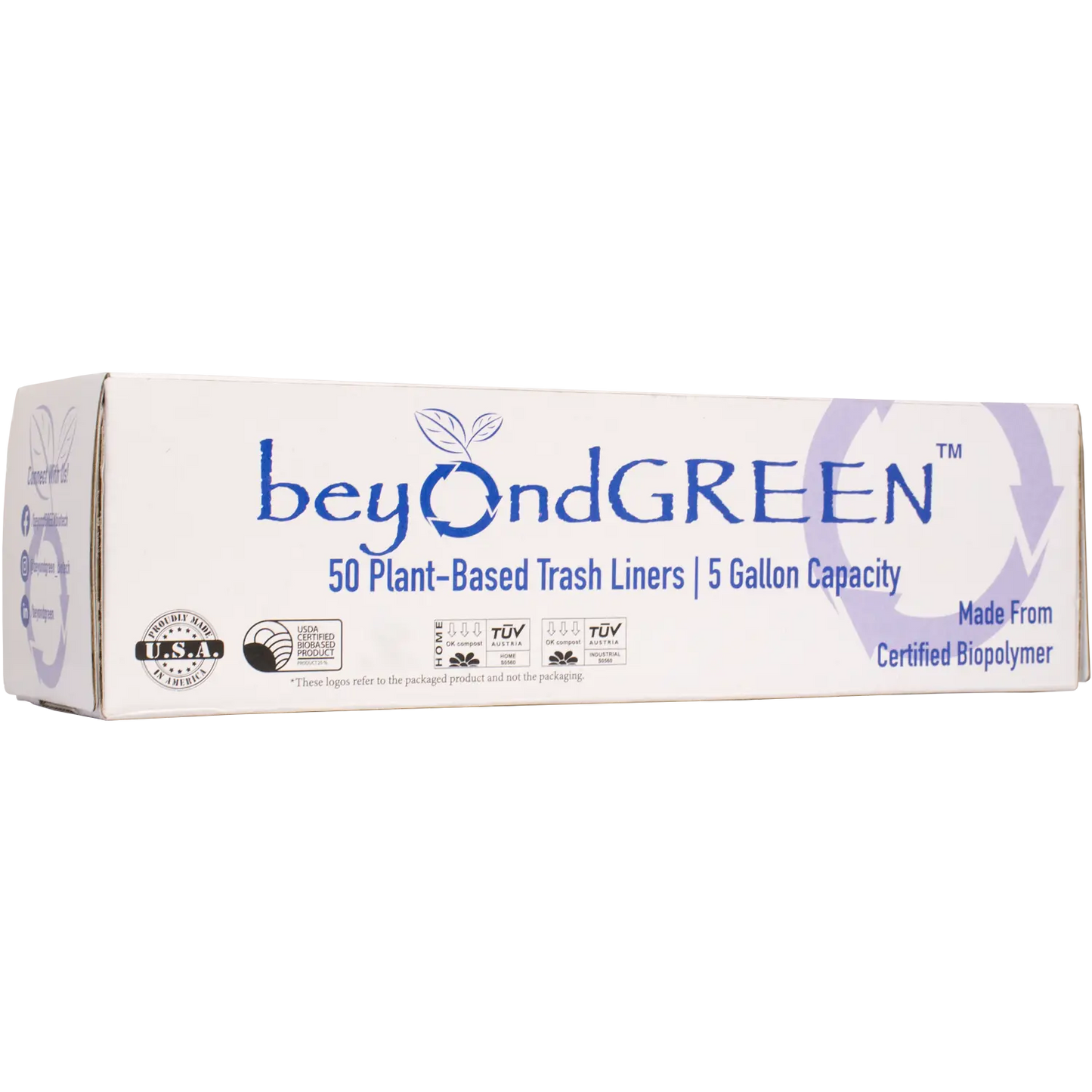 5-Gallon Plant-Based Trash Can Liner - 50 Bags - K9 Outdoors