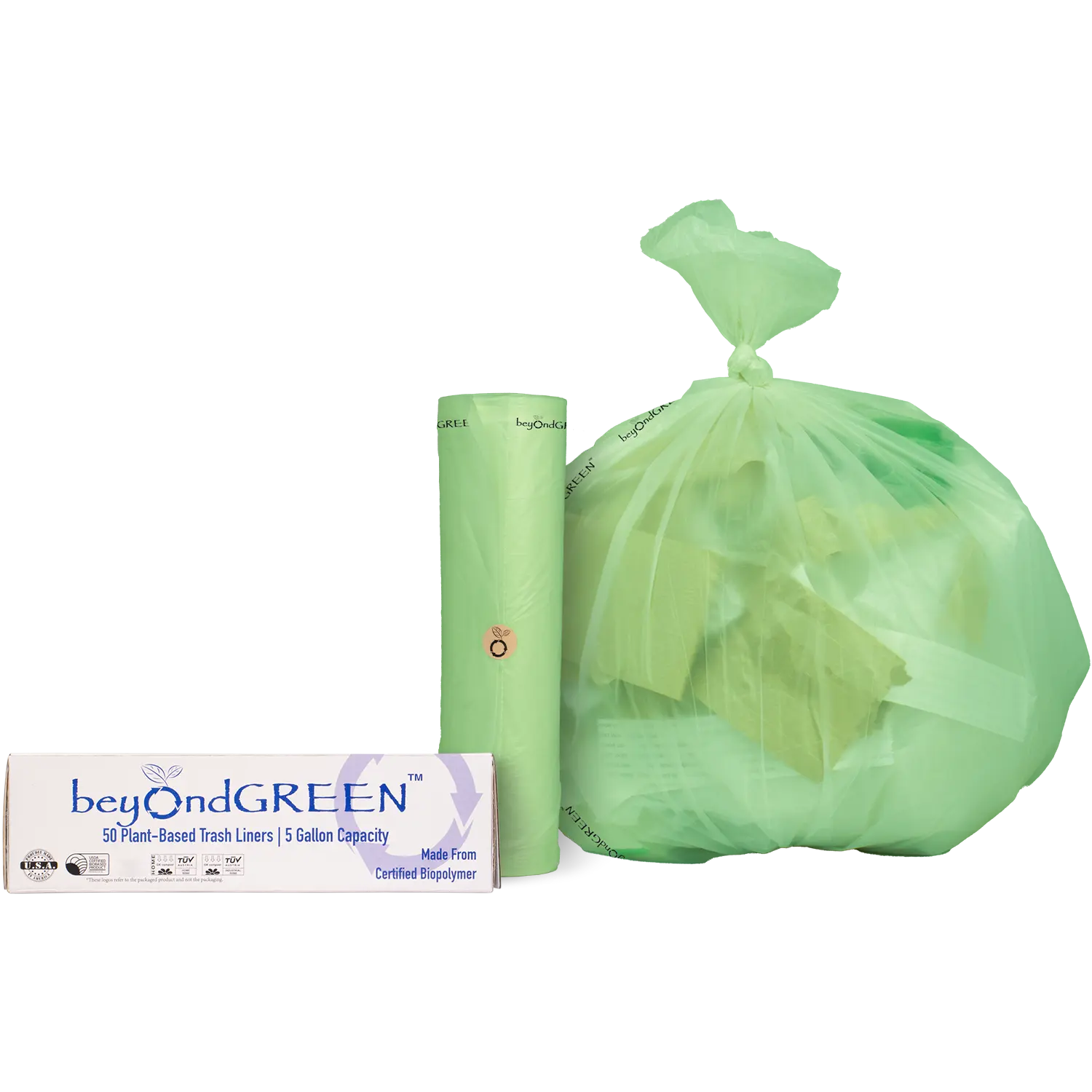 5-Gallon Plant-Based Trash Can Liner - 50 Bags