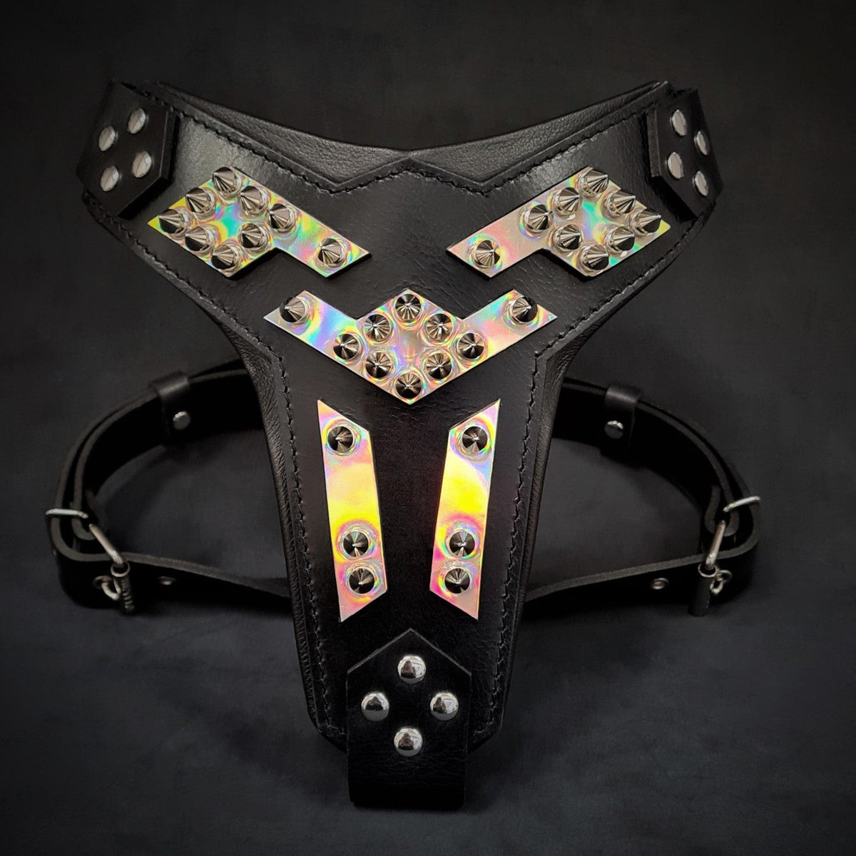 Bestia Midas Leather Dog Harness – Silver