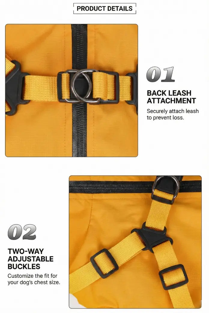 Milou & Lumi Dog Waterproof Reflective Jacket with Harness - K9 Outdoors
