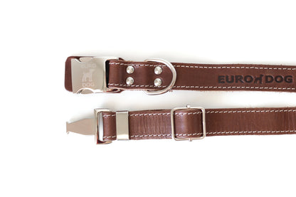 Bestseller Quick-Release Chocolate Leather Dog Collar with Metal Buckle Euro-Dog Collars and Leads