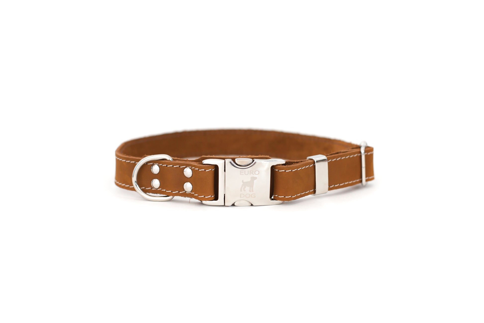 Bestseller Quick-Release Earth Brown Leather Dog Collar with Metal Buckle Euro-Dog Collars and Leads