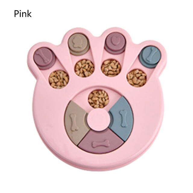 Pet Food Dispenser Dog Bowl Multifunction Educational Dog Toys Anti Choke Footprint Design Dog Puzzle Platter Training