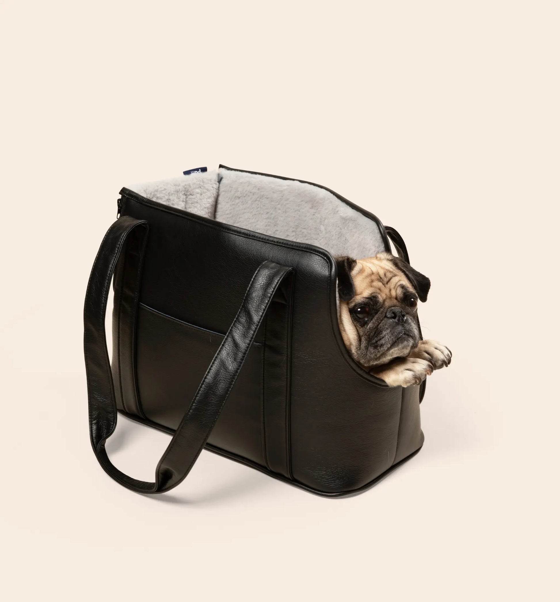 PupTote™ 3-in-1 Faux Leather Dog Carrier Bag - Black Paw.com