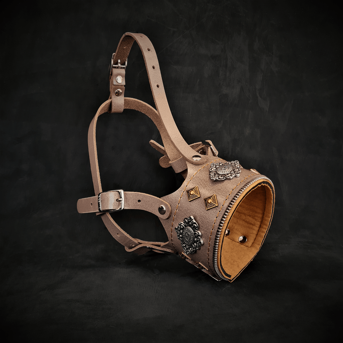 Bestia Aztec Leather Muzzle – Grey