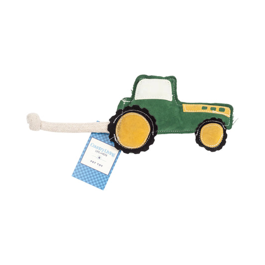 Country Living Faux Leather Green Tractor Dog Chew Toy, Durable, Safe and Non-Toxic American Pet Supplies