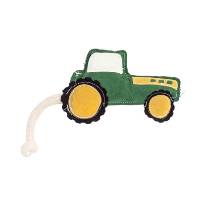 Country Living Faux Leather Green Tractor Dog Chew Toy, Durable, Safe and Non-Toxic American Pet Supplies