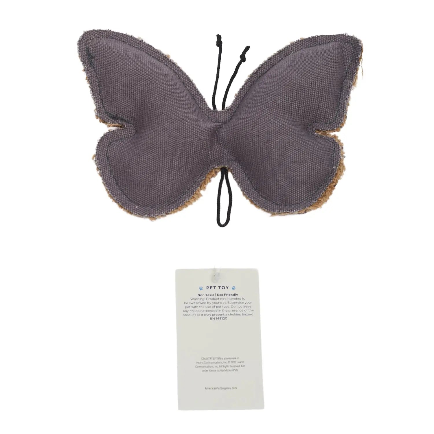 Country Living Canvas & Jute Butterfly-Shaped Dog Chew Toy – Durable, Safe and Non-Toxic American Pet Supplies