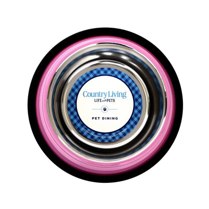 Country Living Set of 2 Ribbed Non-Slip Pet Bowls – Carnation Pink American Pet Supplies
