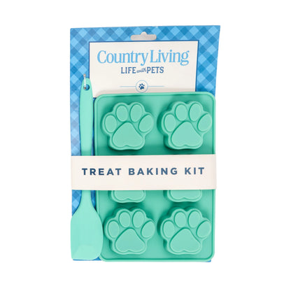 Country Living 3-Piece Silicone Baking Kit – Includes 2 Baking Trays (6-Cavity Paw Print Mold) & Spatula – for Homemade Dog Treats, Candy, Chocolate, and Ice Cubes American Pet Supplies
