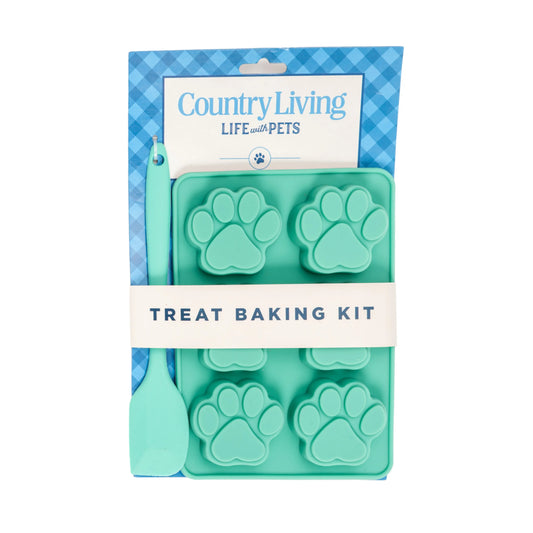 Country Living 3-Piece Silicone Baking Kit – Includes 2 Baking Trays (6-Cavity Paw Print Mold) & Spatula – for Homemade Dog Treats, Candy, Chocolate, and Ice Cubes American Pet Supplies