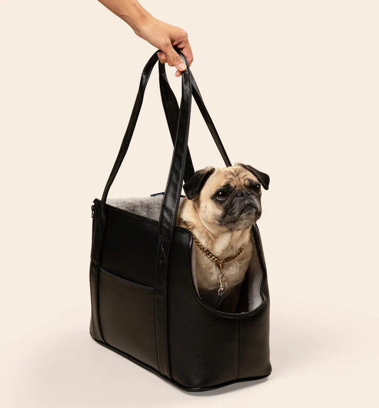 PupTote™ 3-in-1 Faux Leather Dog Carrier Bag - Black Paw.com