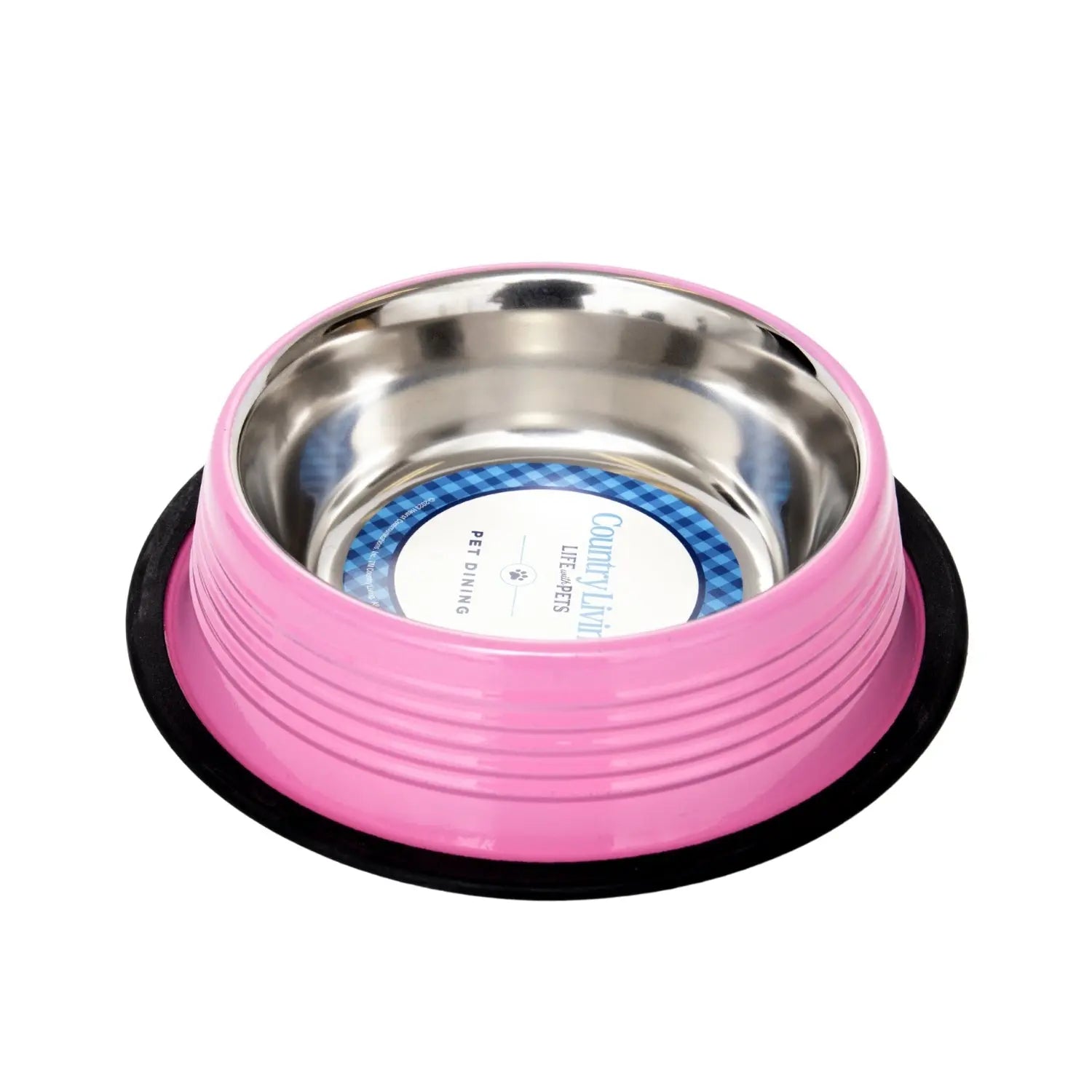Country Living Set of 2 Ribbed Non-Slip Pet Bowls – Carnation Pink American Pet Supplies