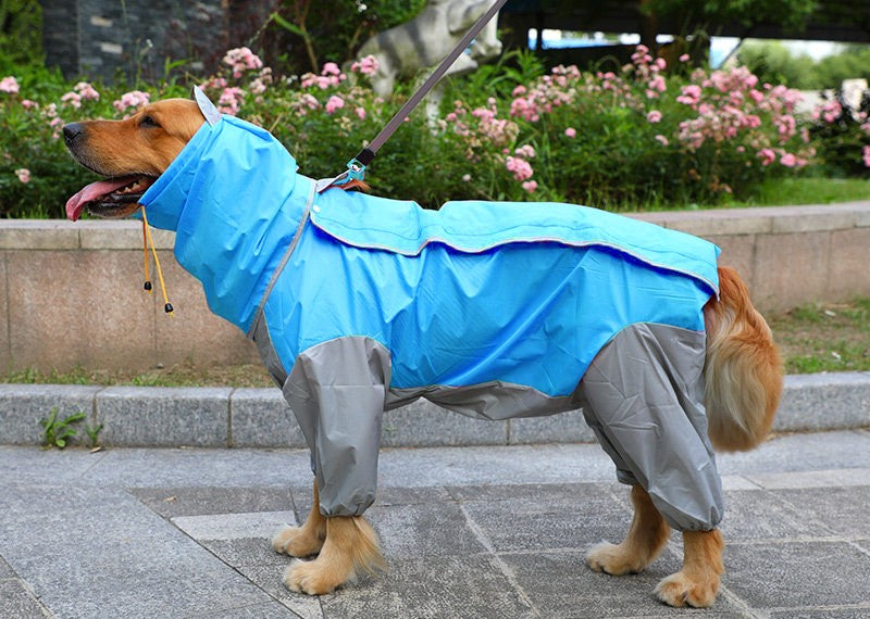 Pet dog raincoat, dog clothing processing, clothing and clothing, big dog raincoat, four legged golden fur, large dog