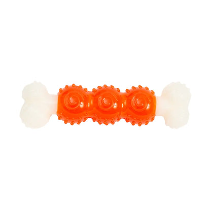 Country Living Bone-a-Treat Dog Chew Toy – Orange Bulged Balls & Green Spiral Ring American Pet Supplies