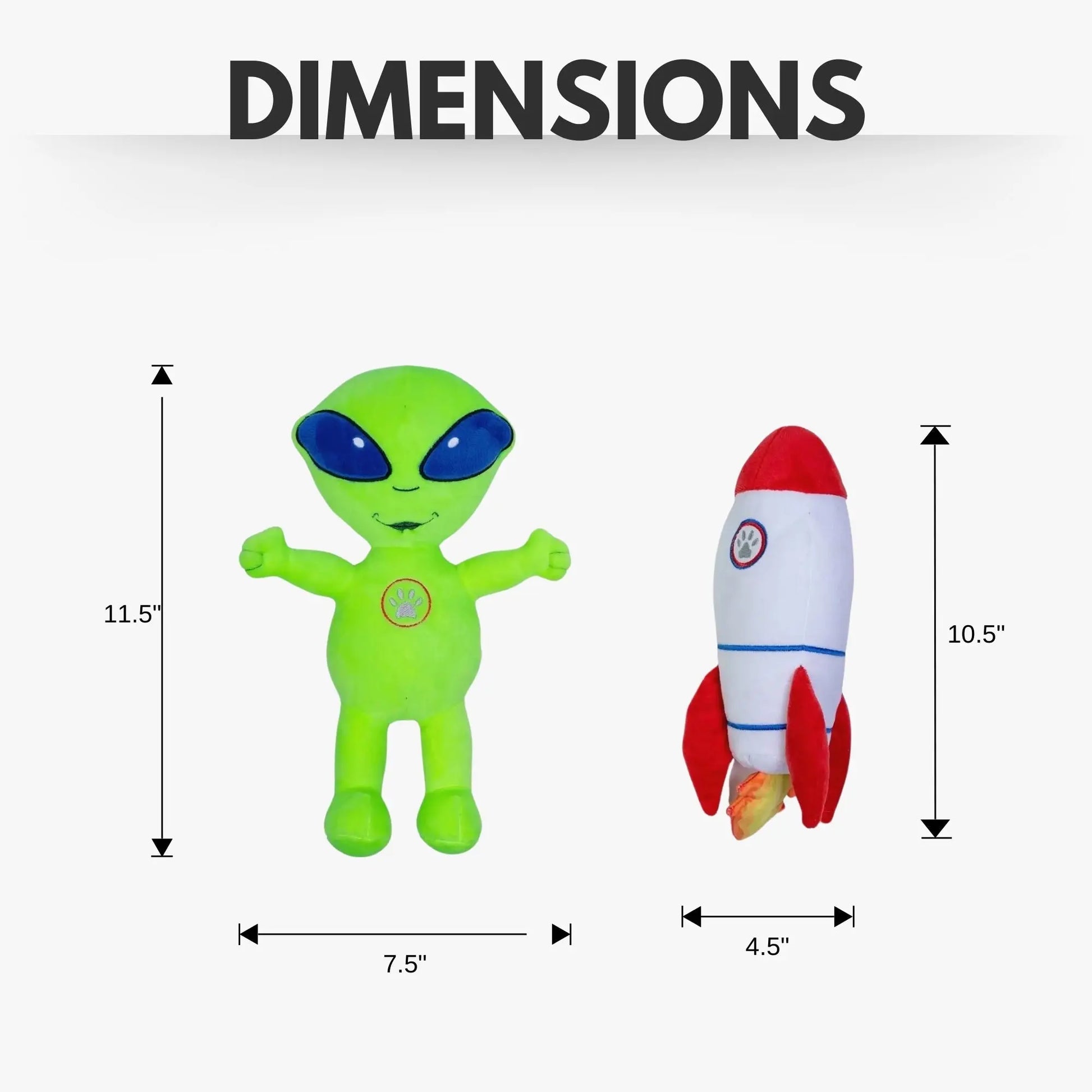 Space Alien & Rocket Plush Dog Toy Gift Set – with Squeaker & Crinkle Paper for Fun Play American Pet Supplies