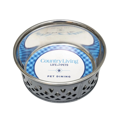 Country Living Set of 2 Stainless Steel Dog Bowls – Farmhouse Style, Ideal for Small to Medium Dogs American Pet Supplies