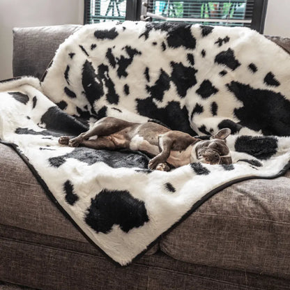 PupProtector™ Waterproof Throw Blanket - Black Faux Cowhide Paw.com