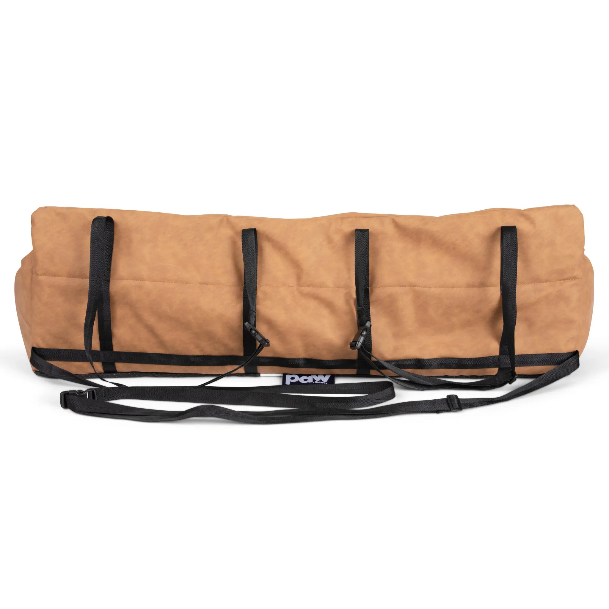 PupProtector™ Faux Leather Memory Foam Dog Car Bed - Camel Paw.com