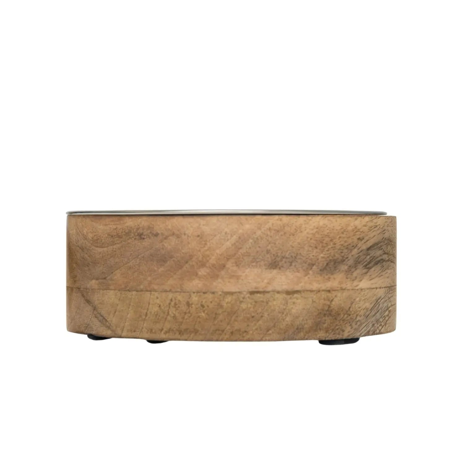 Country Living Stainless Steel Dog Bowl with Cylindrical Mango Wood Holder American Pet Supplies