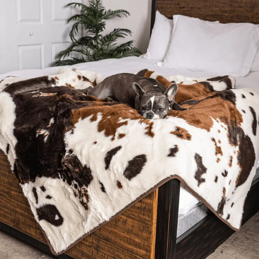 PupProtector™ Waterproof Throw Blanket - Brown Faux Cowhide Paw.com