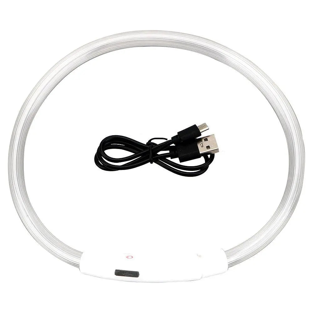 Usb Rechargeable Glow-In-The-Dark Pet Collar With Three Flashing Modes Dog Hugs Cat