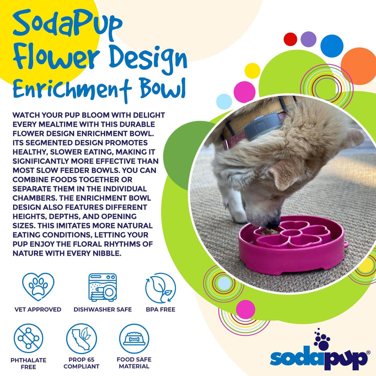 Flower eBowl Deep Slow Feeder Dog Bowl for Enrichment | USA Made