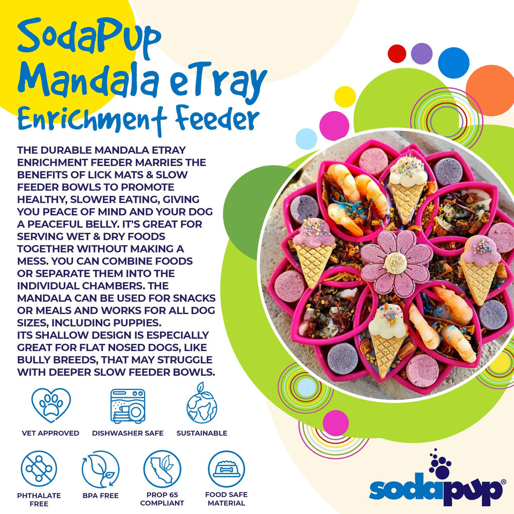 Mandala eTray Shallow Slow Feeder Dog Bowl for Enrichment | USA Made